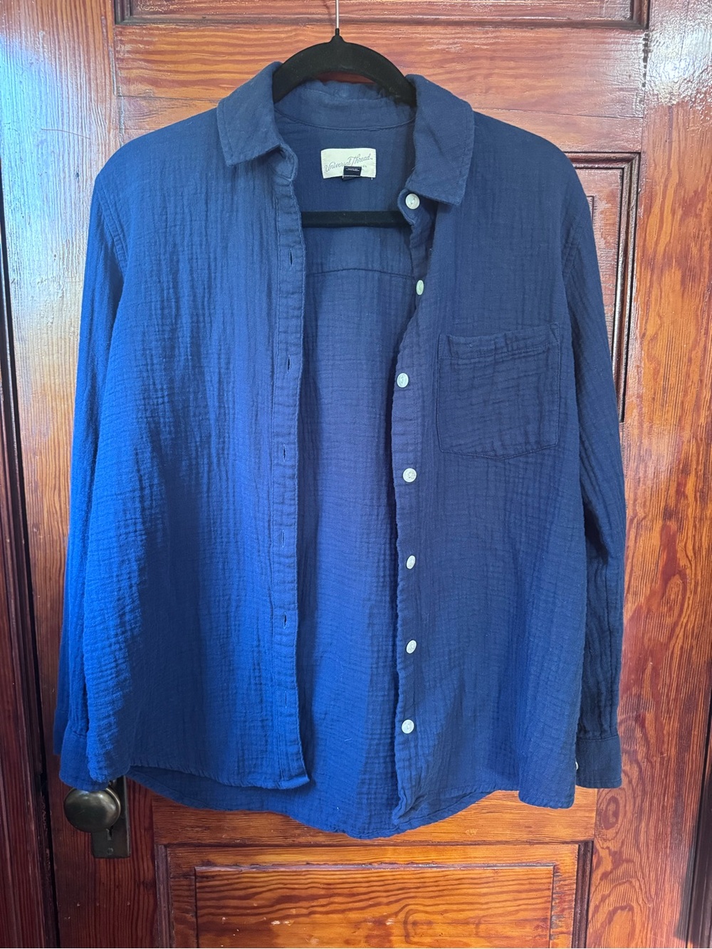 Universal Thread Cotton Gauze Button Down Shirt Navy XS